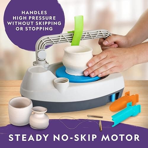 NATIONAL GEOGRAPHIC Pottery Wheel for Kids – Complete Pottery Kit for Beginners, Plug-in Motor, 2 lbs. Air Dry Clay, Sculpting Clay Tools, Apron & More, Patented Design, Craft Kit (Amazon Exclusive) thumbnail 3