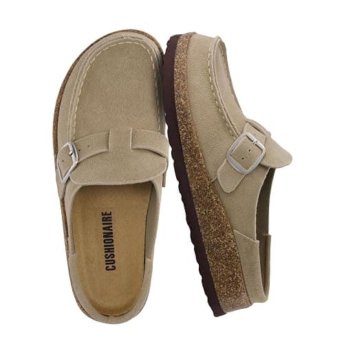 CUSHIONAIRE Women's Hobby Genuine Leather Cork Footbed Clog with +Comfort - Image 1
