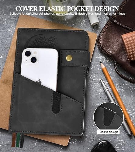 PAIBAS Blank Journal Notebook, A5 Hardcover Leather Sketchbook with 200 Pages Thick Blank Paper for Men Women, Unlined Drawing & Writing Journal, 5.9" x 8.4" Plain Notebook (black) thumbnail 3