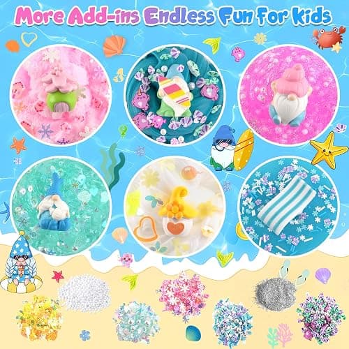 LAWOHO 6 Pack Slimes, Pink & Blue Slime Kit for Kids Ages 4-12 with Cloud, Butter & Water Slime, Non-Sticky Soft Sensory Toys, Slime Party Favors, Goodie Bag Stuffers for Girls & Boys Birthday Gifts - Mermaid Gnome thumbnail 3
