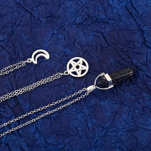 YUNCHONGuk Moon Pentagram Necklace Gothic Necklace for Women Multilayer Healing Crystal Necklaces for Women Girl Valentine's Day Mothers Day Gifts thumbnail 6