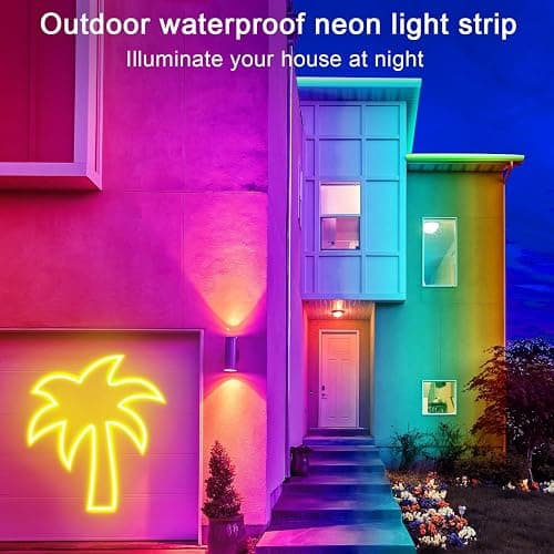 segrass 16.4FT DC24V RGB LED neon Rope Lights with Remote/APP Control Waterproof Flexible Neon LED Strip Lights LED neon Rope Lights for Bedroom Room Outdoors Decor thumbnail 5