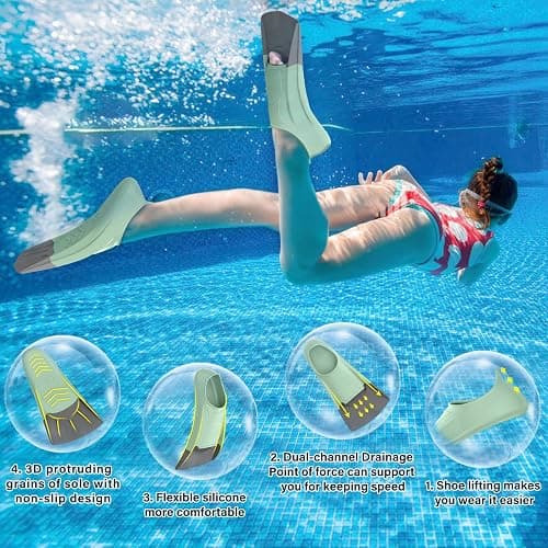 Gintenco Swim Fins, Adults & Kids Swim Training Fins for Lap Swimming | Travel Size Flippers with Mesh Bag, Silicone Swimming Fins for Beginners Teens Women Men thumbnail 6