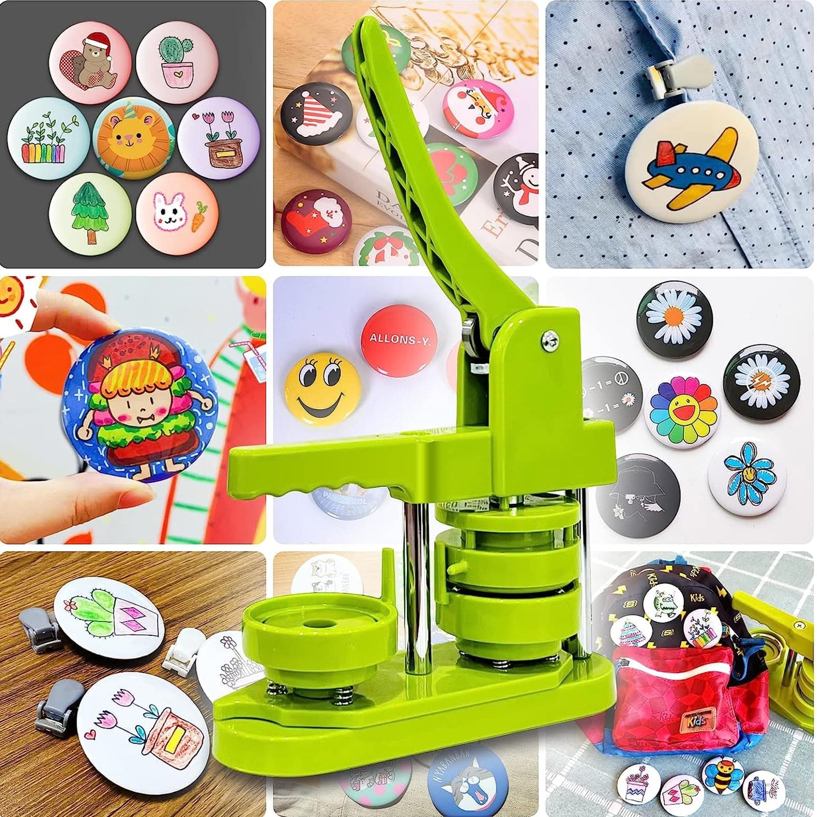 Button Maker Machine, DIY Button Pin Maker Machine, Badge Button Press Machine with 100Pcs Button Parts, Circle Cutter, Book (58mm) thumbnail 5