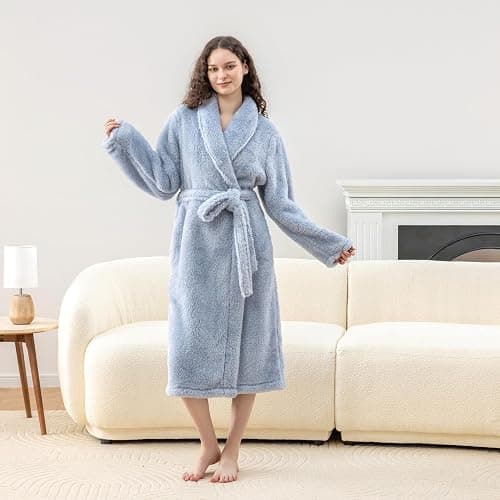 Berkshire Extra-Fluffy™ Women‘s Robe — Luxurious Fluffy Plush Bathrobe,Soft Warm Fleece Loungewear with Pockets and Belt thumbnail 4
