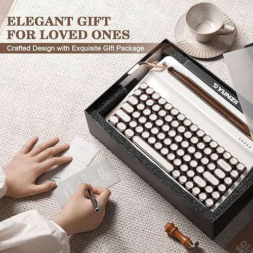 YUNZII QL75 Wireless Typewriter Hot Swap Retro Mechanical Keyboard,Punk Round Keycaps,RGB Backlit QMK/VIA Programmable, Multi-Device Keyboard with 2.4GHz/Type-C/BT5.0 (White, Cocoa Cream V2 Switch) thumbnail 9
