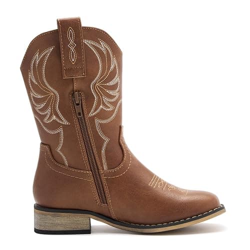 Kids Western Boots for Boys Girls Embroidered Cowgirl Cowboy Boots Square Toe Mid Calf Riding Shoes Little Kid/Big Kid thumbnail 4