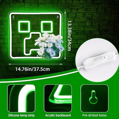 Game Neon Sign for Wall Decor Gaming LED Lights Gaming Signs for Boys Bedroom Neon Signs for Man Cave Gamer Room Decor for Party Birthday Gifts for Gamers Teen Boys Men Size 14.2 * 13.4 in(XD134) thumbnail 3