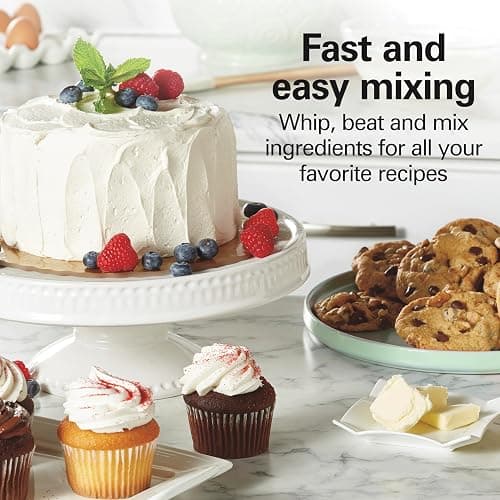 Hamilton Beach 6-Speed Electric Hand Mixer with Whisk, Traditional Beaters, Snap-On Storage Case, 250 Watts, White thumbnail 8