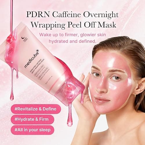 medicube PDRN Caffeine Overnight Wrapping Peel Off Facial Mask | Firming, Depuffing & Hydration | Salmon DNA + Caffeine + Collagen For Refined, Glass Skin & Face Contour Support | Korean Skin Care thumbnail 3