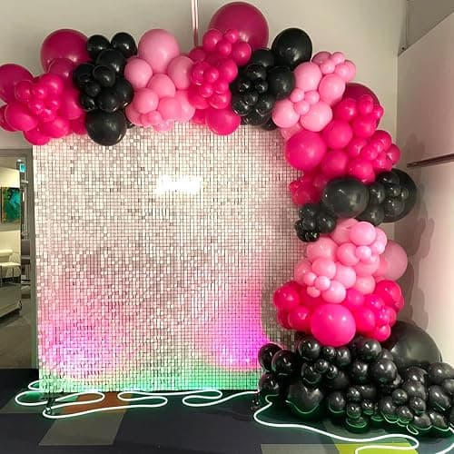 BAUANOOY 100pcs Hot Pink Balloons 12 inch, Bright Pink Latex Balloons with Pink Ribbon for Birthday Wedding Engagement Bridal Bachelorette Tropical Party Decorations thumbnail 8