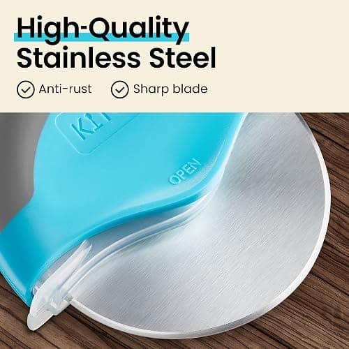 Kitchy Pizza Cutter Wheel with Protective Blade Cover, Ergonomic Pizza Slicer (Blue) thumbnail 6