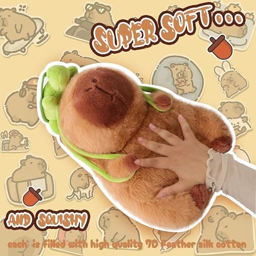 CHDBLOCK Capybara Plush Toy - 9 Inch Cute Capybara Stuffed Animal with Turtle Backpack, Kawaii Capibara Plushie for Kids and Adults - Capybara Baby - Small thumbnail 3