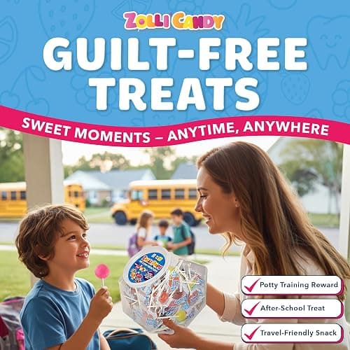 Zollipops Clean Teeth Pops, Sugar-Free, Assorted Fruit Flavors, 29 oz | Zero sugar, dentist-approved lollipops help prevent cavities w/ xylitol; great for kids, diabetics & keto diet; dye-free thumbnail 4