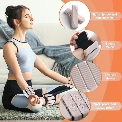 INDEPANDIA Wrist & Ankle Weights for Women and Men, 2lbs/4lbs Pairs Adjustable Silicone Weighted Bangles for Arm & Leg Workouts, Perfect for Pilates, Barre, Yoga, Walking & Home Fitness 24055 thumbnail 2