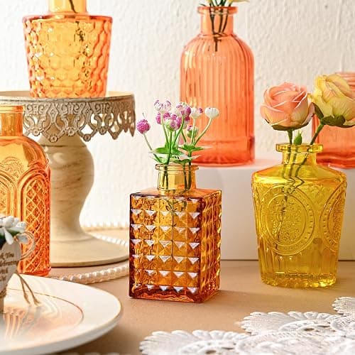 30 Pcs Colored Bud Vase Set,Vintage Glass Vases for Flower Centerpieces Wedding & Party Decor,Home Table Decorations,Bud Vases in Bulk for Housewarming thumbnail 8