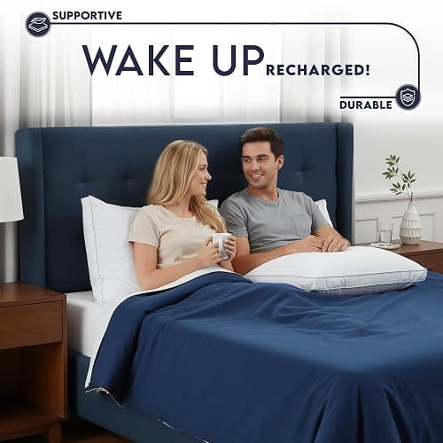 Utopia Bedding Bed Pillows for Sleeping King Size (White), Set of 2, Soft & Fluffy Pillow with Down Alternative Filling, Cooling, Hotel Quality, Gusseted Pillow for Back, Stomach or Side Sleepers | Cotton Blended Down alternative pillows for sleeping, soft fluffy cooling comfort for Back, side & stomach sleepers, 2 pack thumbnail 5