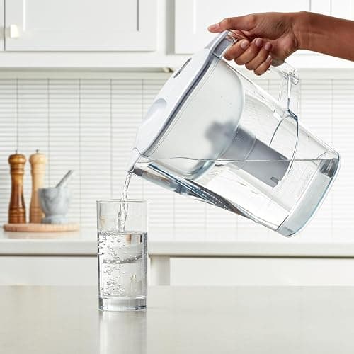 Amazon Basics 10-Cup Pitcher with Filter Compatible with Brita Water Filter Pitcher for Clean, Crisp Water, WQA and NSF Certified, Made in Europe thumbnail 2