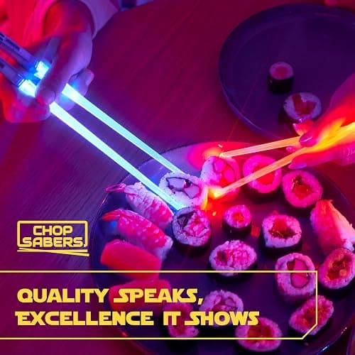 Lightsaber Chopsticks Star War Chopstick Light Up Lightsaber Chopsticks for Adults Saber Sticks Cool Chopstick Light Up Chop Sticks Light Saber Reusable Lightup Sabers Star War Gifts 2 Pairs Blue/Red thumbnail 4