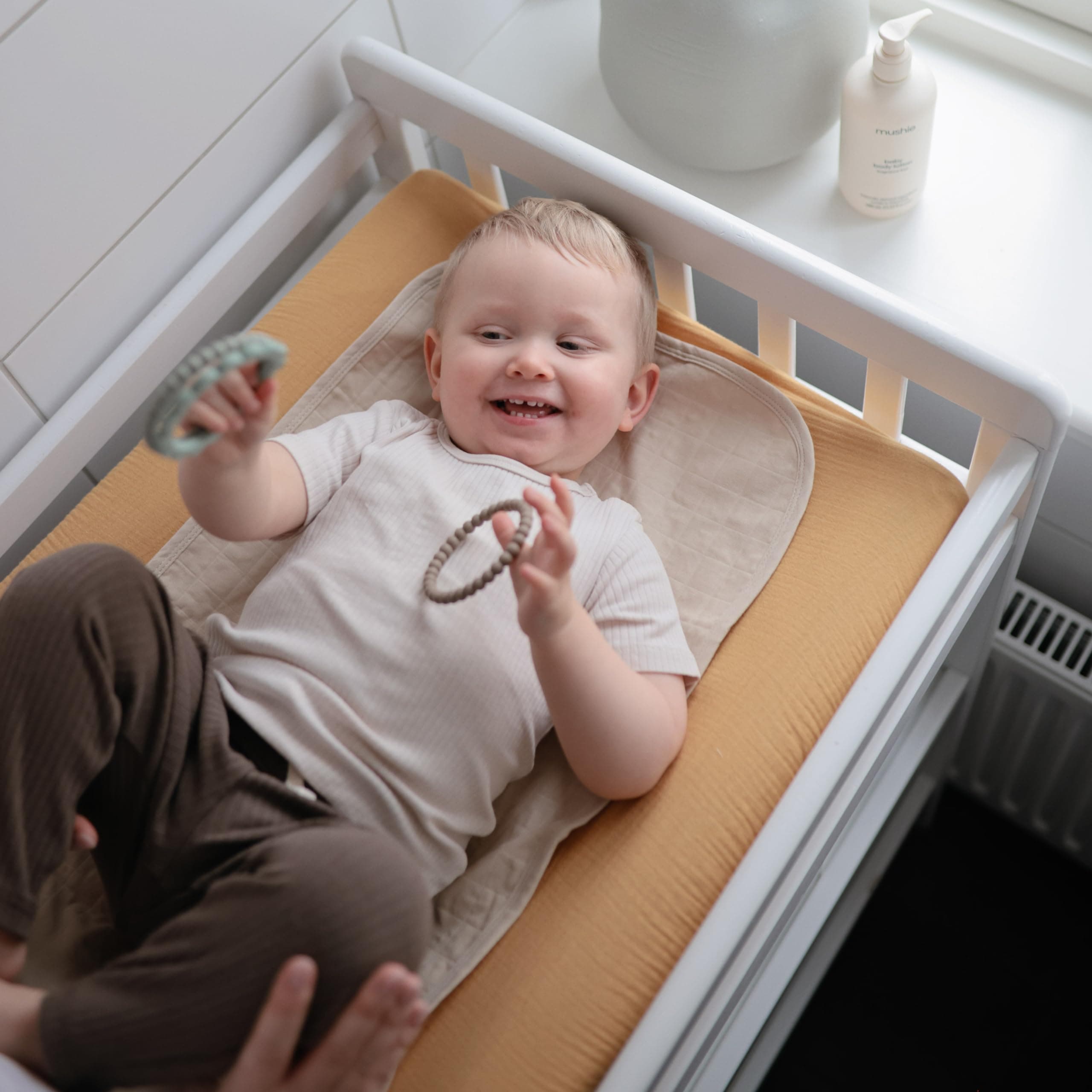 mushie Waterproof Changing Pad Liners | 100% Organic Cotton | Set of 3 (Check Combo) - Check Combo thumbnail 4