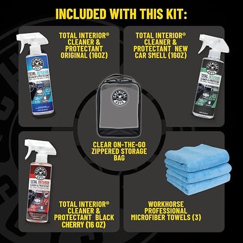 Chemical Guys, Total Interior Cleaner Variety Kit, New Car & Black Cherry | Sample two aromas in one box, a one-step spray for dashes, seats, door panels and screens, boxed ready to gift thumbnail 10