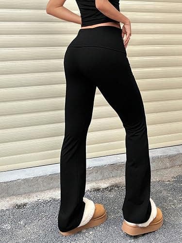 FAQUDY 3 Piece Women's Flare Leggings High Waisted Tummy Control Yoga Pants Black Bootcut Wide Leg Leggings Workout Pants thumbnail 6