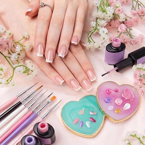 SUMAJU 2 Pcs Resin Nail Art Palette, Nail Art Painting Nails Polish Palette Gel Palette Gold Edge Color Makeup Display Nails Arts Tools thumbnail 5