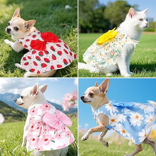 choyaxo 4pcs Cute Dog Dress Pet Dress Puppy Skirt Summer Pet Clothes for Puppy Small Cats thumbnail 4