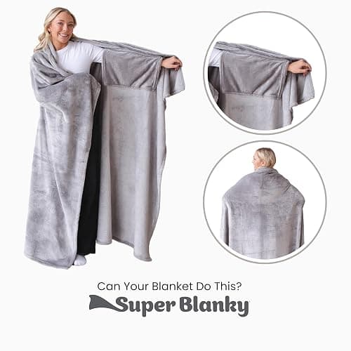 Super Blanky Cozy Wearable Blankets for Women - Adult Wearable Blanket Men, College Graduation Gifts for Her - Birthday Girlfriend Gifts for Women, Chemotherapy Must Haves - Light Gray Throw Blanket thumbnail 7
