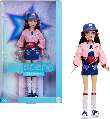 Barbie Signature My Scene Nolee Doll and Accessories, Y2K-Inspired Outfit with Sporty Matching Set, Cropped Jacket, Leg Warmers and Doll Stand - Image 1