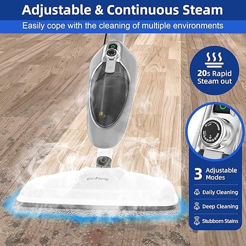 Steam Mop - 10-in-1 MultiPurpose Handheld Steam Cleaner Detachable Floor Steamer for Hardwood/Tile/Laminate Floors Carpet with 11 Accessories for Whole Home Use. thumbnail 5