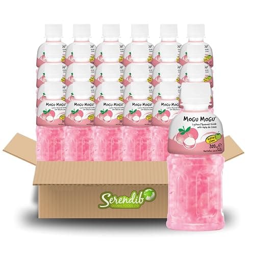 Mogu Mogu Nata De Coco Drink Jelly Texture Fun Refreshment 320ml (Pack of 24, Lychee Flavoured) - Image 1