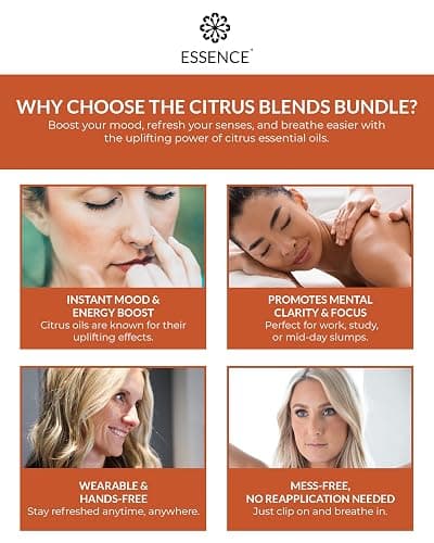 Essence Nasal Diffuser Citrus Bundle – Essential Oil Silicone Nose Rings for Mood, Energy & Positivity – Wearable Aromatherapy Pack with Lemon, Orange, Grapefruit & Bergamot thumbnail 6