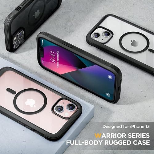 Miracase Glass Series Designed for iPhone 13 Case 6.1 inch, 2023 Upgrade Full-Body Magnetic Clear Bumper Case with Built-in 9H Tempered Glass Screen Protector,Black thumbnail 6