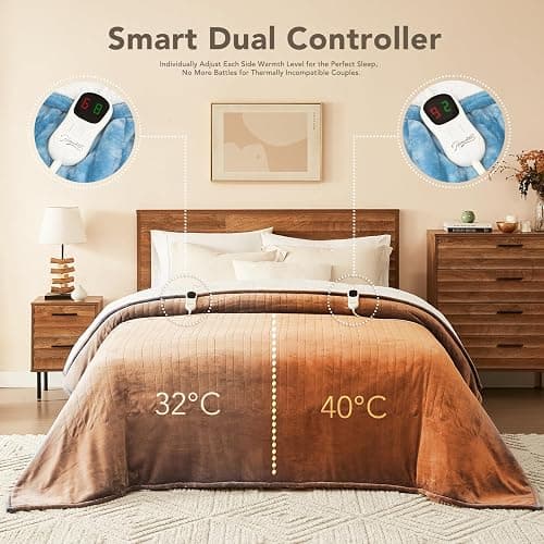 Homemate Heated Electric Blanket Twin 62"x84" Heating Throw Blanket | Fast Heating with 10 Heating Levels 8 Hours Auto Off Over-Heated Protection Warm Soft Flannel Winter Gifts for Women ETL thumbnail 7