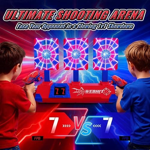 Shooting Toys for 3-12 Year Old Boys, Hero Styles with Glowing Web&Sounds,LCD Scoring and Auto Reset 3 Shooting Targets,Indoor Outdoor Kids Family Games Christmas Birthday Gifts for Boys Toys Age 3-12 thumbnail 6