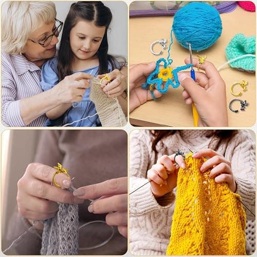 DTOFOOT 6pcs Knitting Dragon Crochet Loop Ring for Fingers Metal Open Yarn Guide Crochet Rings Adjustable Braided Faster Knitting Thimbles Holders Accessories for Crochet Mother Grandma Gifts with Box thumbnail 7