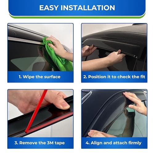 KPY Window Visor Compatible with Kia K5 & Optima 2021-2024, 4PC Rain Guard Side Window Vent Deflectors Tape-On Mugen Style, 2021 2022 2023 2024 thumbnail 6