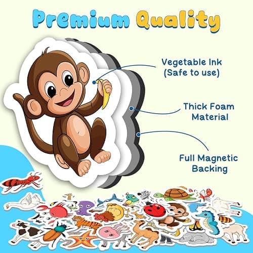 PraxiKidy Magnetic Animals,50 PCS Fridge Magnets for Toddlers,Farm Animals Wild Zoo Sea Ocean Animals Refrigerator Magnets for Kids,Educational Learning Magnetic Toys for Whiteboard Preschool Baby thumbnail 3