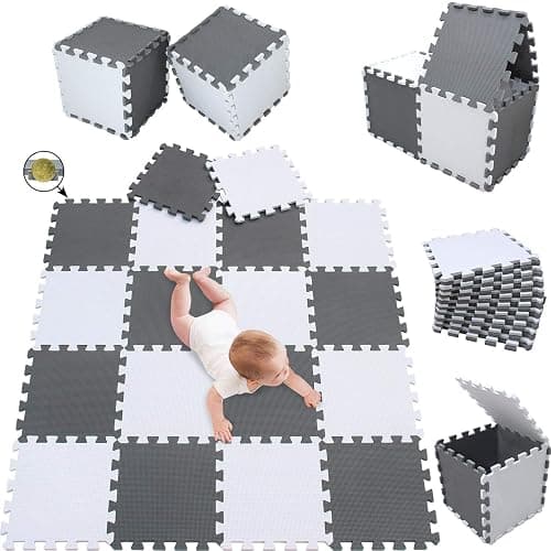 meiqicool 18 Foam Mats Toy Ideal Gift,Colorful Tiles Multi Use,Create & Build A Safe Play Area Interlocking Puzzle eva Non-Toxic Floor for Children Toddler Infant Kids Baby Room & Yard Superyard 0112 - Image 1