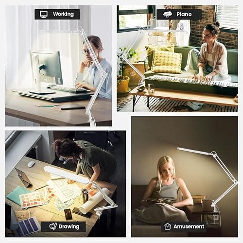 SKYLEO Led Desk Lamp - 31.5" Desk Light - 5 Color Modes X 11 Brightness Levels - Adjustable Swing Arm - Timmer & Memory Function - 12W Study Lamp - White thumbnail 6