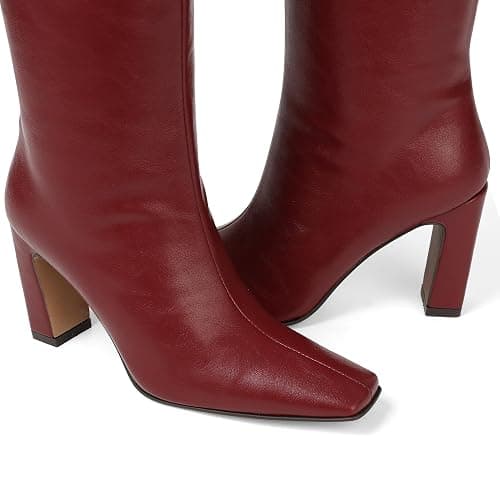 Lovee Cosee Knee High Boots for Women Square Toe Chunky Heeled Boots with Side Zipper Fashion Dress Elastic Tall Boots thumbnail 2