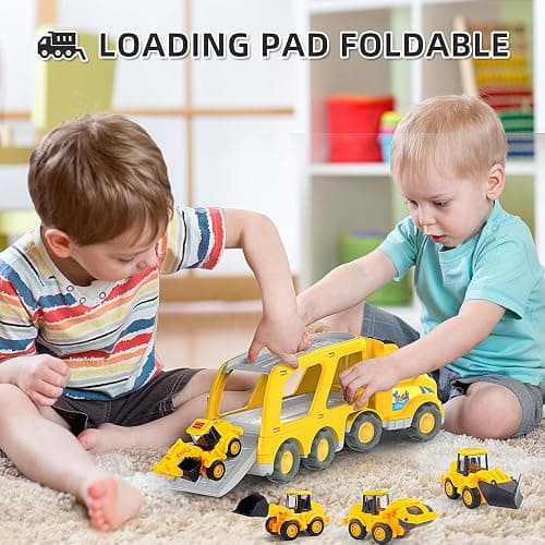 Veslier Construction Truck Toys for Boys Girls Age 1 2 3 4 5 6 Years Old，Carrier Transport Trucks for Kids 1-3 3-5 Year Old，Christmas Birthday Gift Toddler Toys. - CONSTRUCTION TRUCKS thumbnail 4