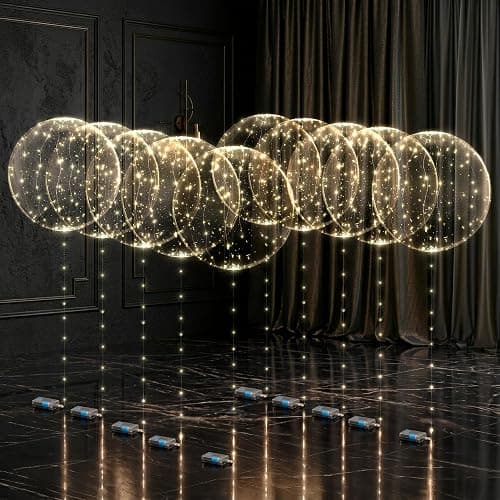 Light Up Balloons 10 Pack, 18 Inch Clear Balloons with LED Lights | Reusable Glow Decor with a String Light and Switch Inside Every Piece - Bright Accents for Weddings, Birthdays, Party Nights - Image 1