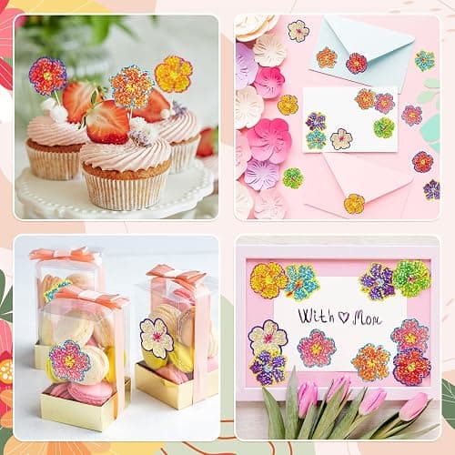 Whaline Summer Tropical Floral Stickers Roll Laser Hibiscus Flower Seal Stickers Colored Waterproof Self-Adhesive Decals for Envelope Journal Decor Hawaiian Luau Holiday, 500 Pcs thumbnail 7