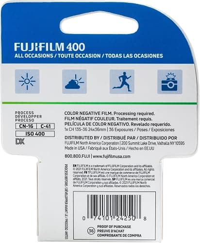 FUJIFILM 600022184 ISO 400 36EX1CD 36-Exposure Color Negative Film for 35mm Cameras (Single Roll) thumbnail 2