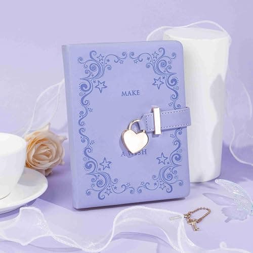 CAGIE Girls and Boys Diary with Lock and 2 Keys Heart-Shaped Locking Diary Journal for Women Purple Secret Locked Diary Notebook for Kids, 5.3 x 7 Inch, Gold Gilded Edges thumbnail 5