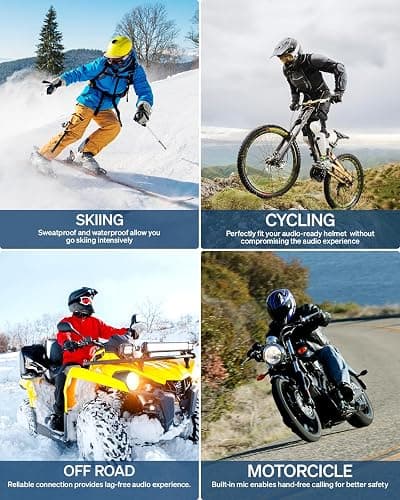 Doohoeek 2025 Ski Helmet Speaker, True Wireless Earbuds for Audio-Ready Helmets, Bluetooth Headsets with Charging Case & LED Display & IPX5 Water-Resistant, Glove-Friendly Controls thumbnail 7