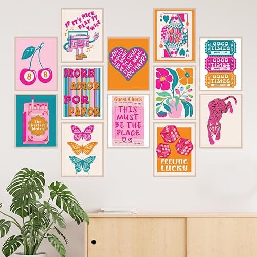 BigWig Prints Preppy Posters - Preppy Wall Decor, Pink And Orange Room Decor, Dopamine Quirky Wall Art, Y2K Posters, Cute Dorm Pictures, Vibrant Retro Pop Art Prints - Unframed Set Of 12 (8x10) thumbnail 6