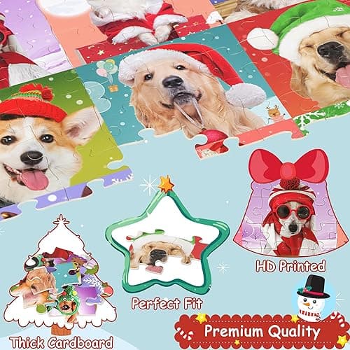 Puzzles for Kids Ages 4-6 6-8 8-10, Christmas Dogs 100 Piece Puzzles for Kids, Christmas Puzzle Jigsaw Puzzles for Adults Kids Puzzles 4-6 5-8, Xmas Gifts Christmas Stocking Stuffers for Boys Girls thumbnail 4